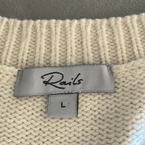 Rails sz L knit ivory Perci neutral animal star cotton blend sweater great cond - Picture 6 of 8